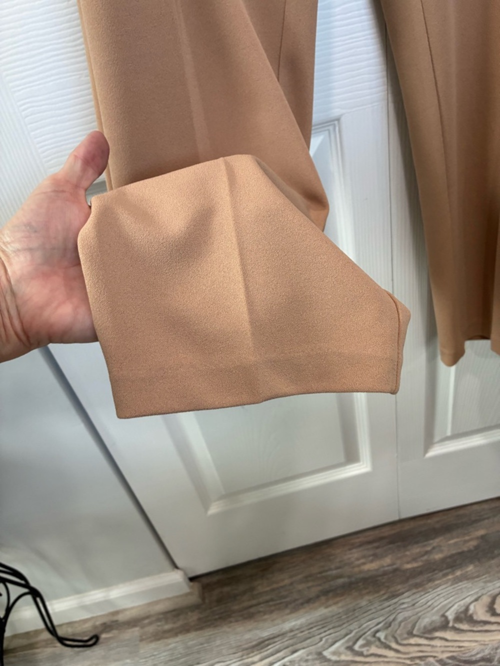 Tie-Waist Ponte Trousers in Camel - Picture 3 of 5